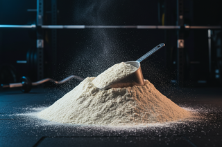 no just a picture of the protein powder and a scoop in a cool setting